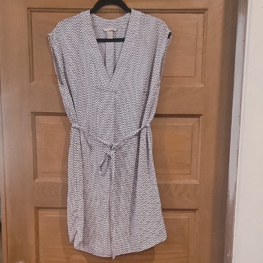 H&M Navy and White Chevron Mini Dress